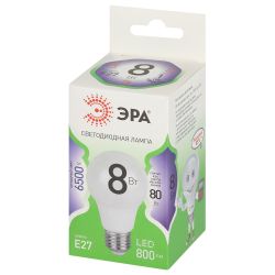 Лампа светодиодная ЭРА GREEN LINE LED A60-8W-865-E27 GL 8Вт груша холодный свет E27 | Лампы cветодиодные Груша (A)