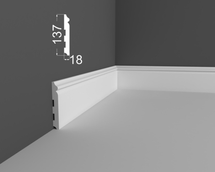 Плинтус напольный под покраску P8.137.18 МДФ Deartio 137x16x2070 мм