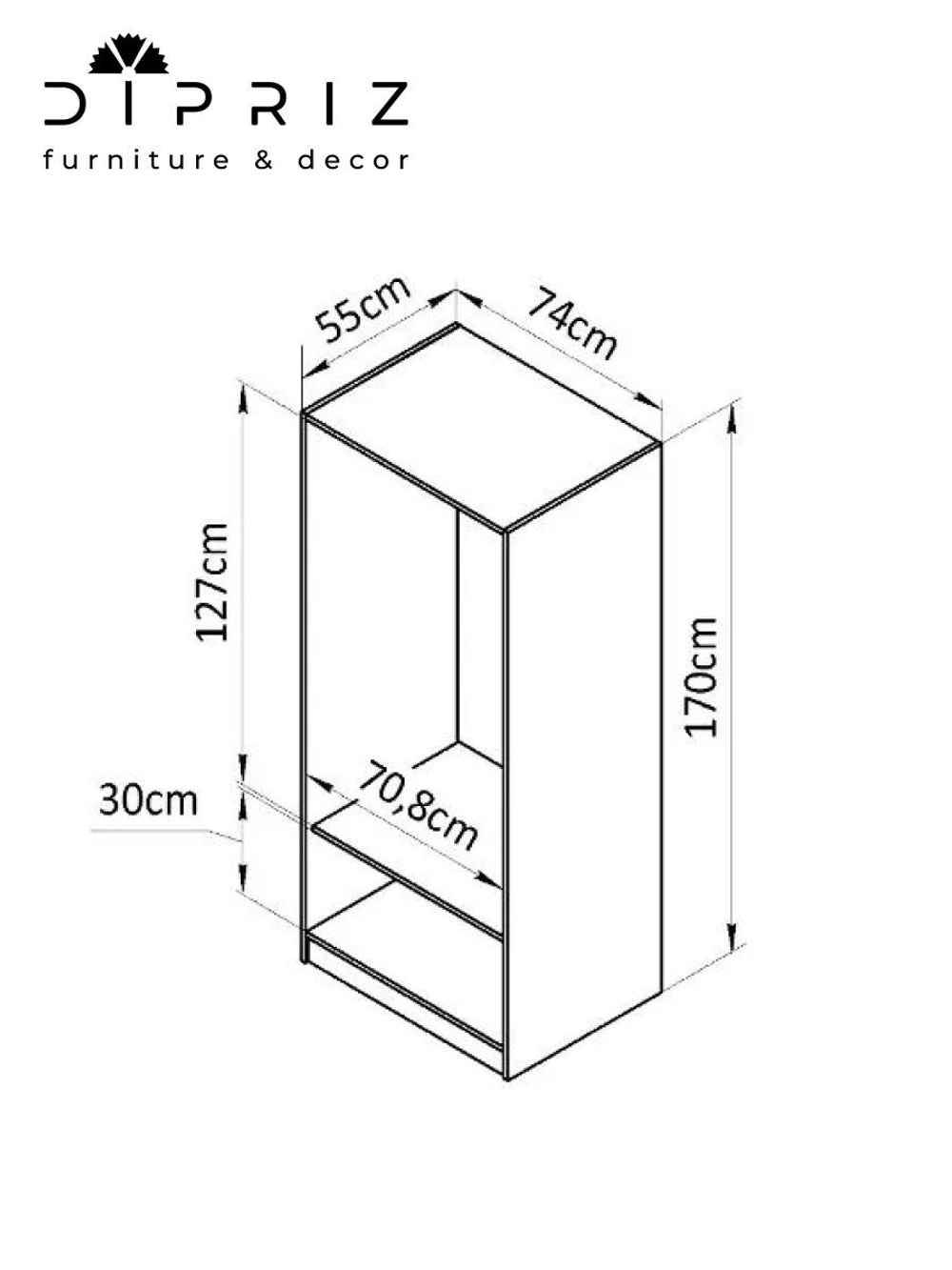 Шкаф распашной двухдверный Марм для одежды детский, с деревянной штангой