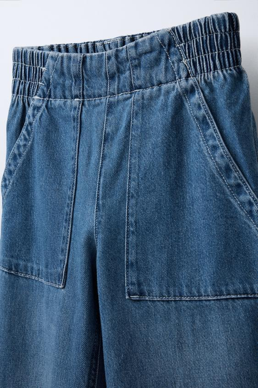 ZARA ДЖИНСЫ СВОБОДНОГО КРОЯ С КАРМАНАМИ, СИНИЙ