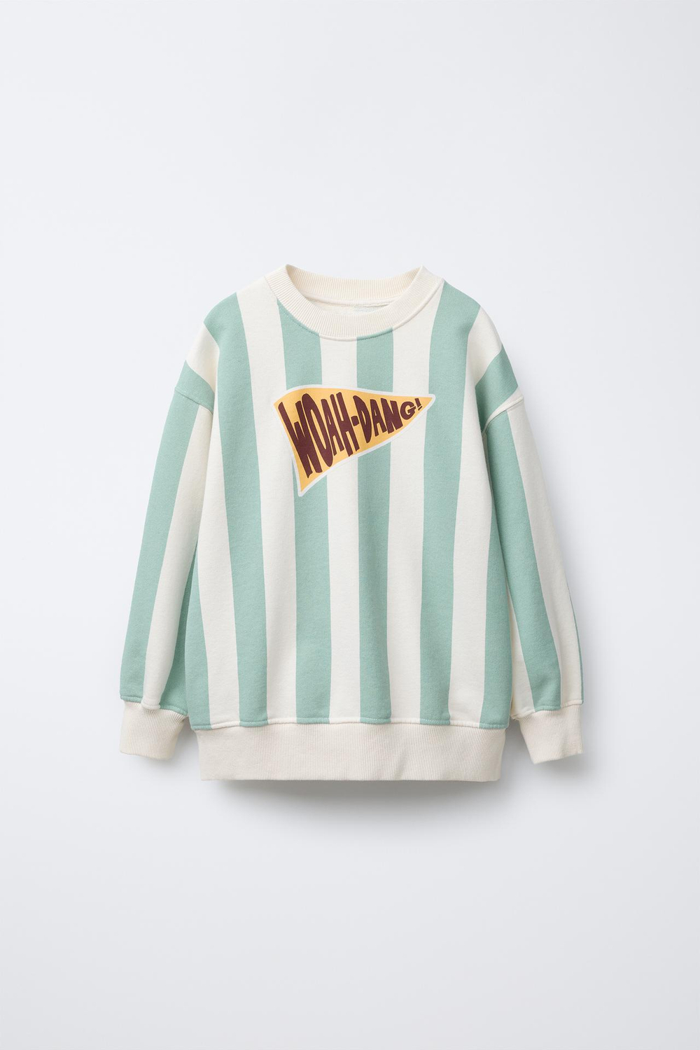 ZARA ВЯЗАНАЯ ТОЛСТОВКА С ПРИНТОМ В ПОЛОСКУ, СИНИЙ