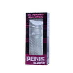 Прозрачная насадка на пенис с шипами и стимулятором клитора - 14,2 см.