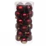 Новогодние шары 5 см (набор 24 шт) «Микс фактур», темный рубин
