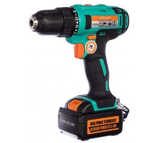 Дрель аккумуляторная  Sturm CD3218LP, 18В,2 ск,2 акк, 2,0Ач, кейс