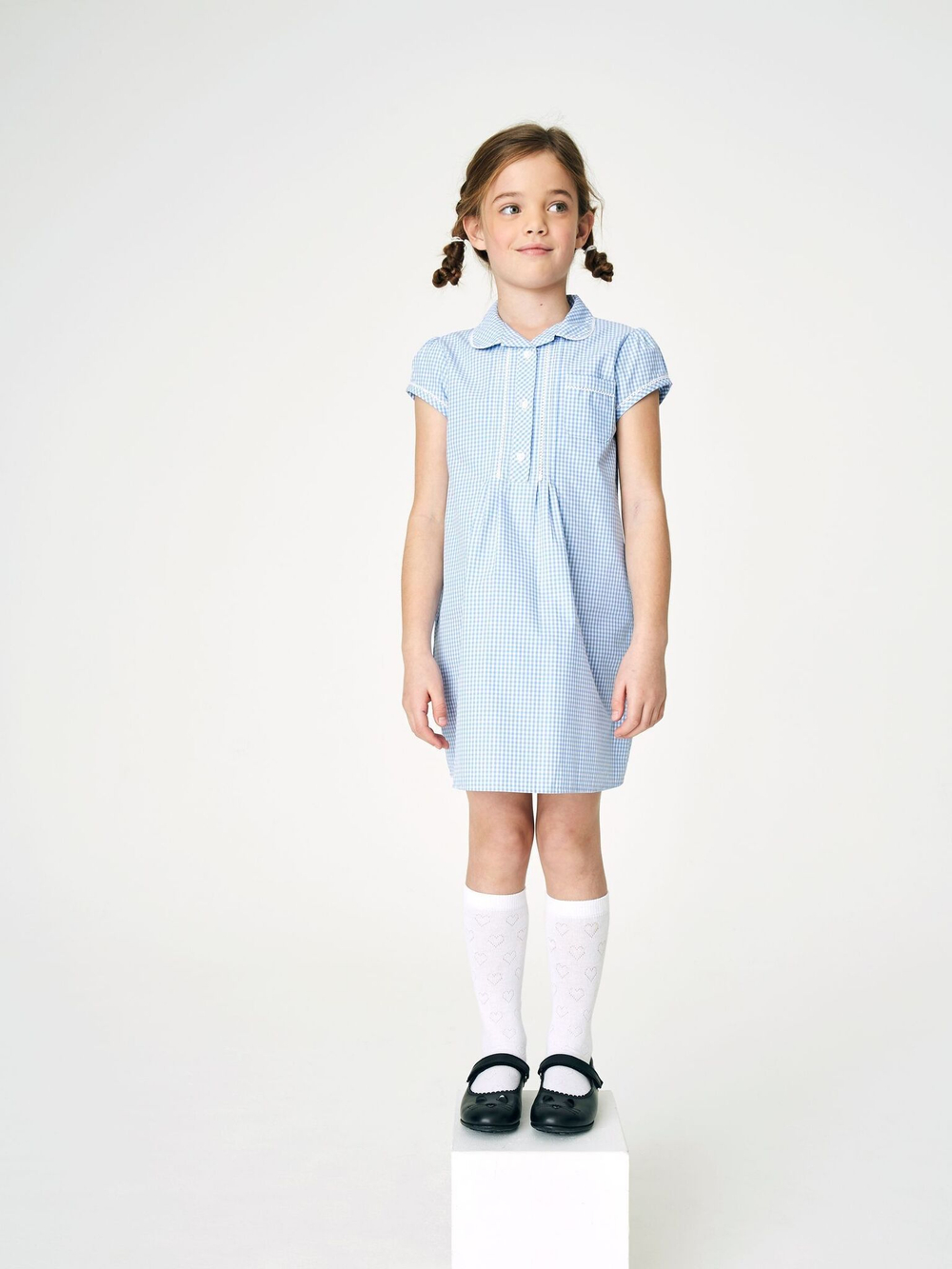 Платье школьное для девочки Next 776-822, Голубой, Белый