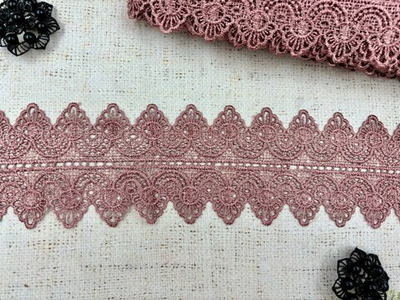 Кружево плетёное, ш. 8,5 см, тёмная чайная роза