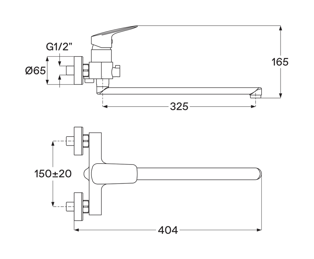 Смеситель Santek Таос для ванны с душем, длинный излив, хром WH5A12009C001
