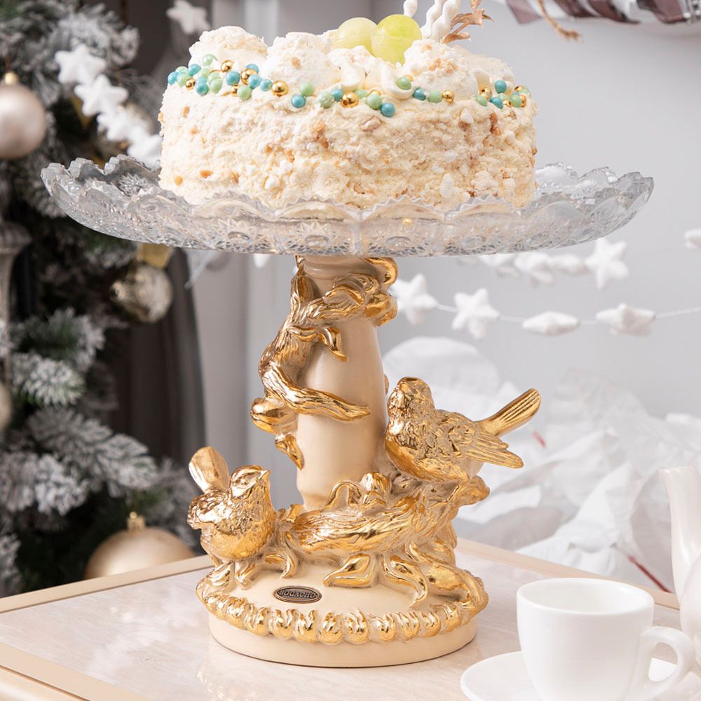 Фруктовница Мелодия любви Айвори со стеклянной чашей