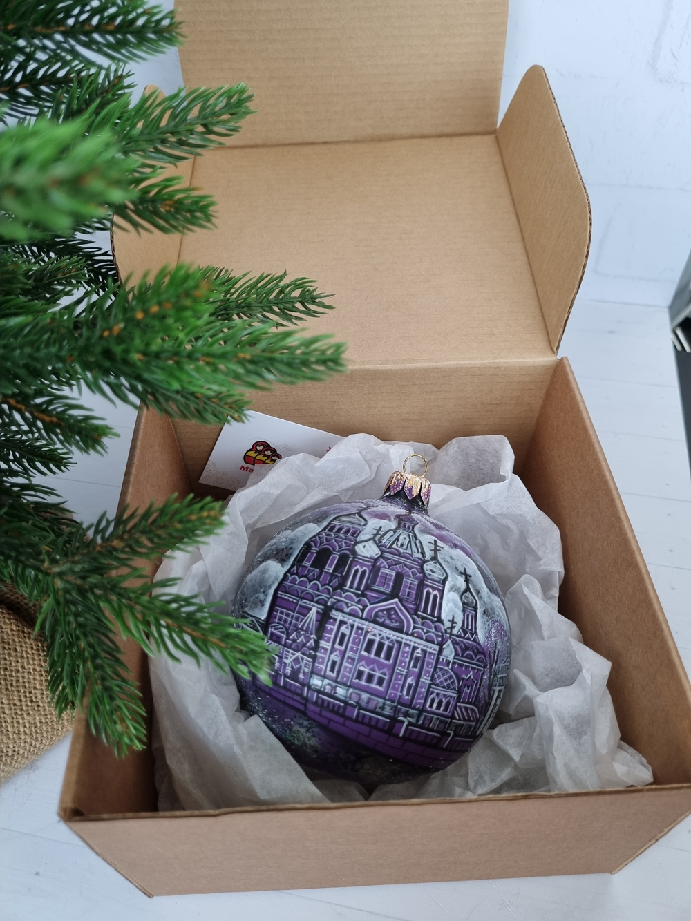 Шар стеклянный "Спас на крови",  ручная роспись