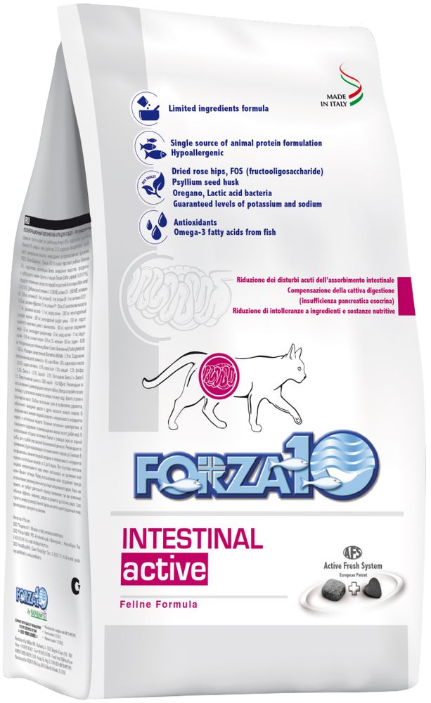 Forza10 1,5кг Active Intestinal Корм для кошек, при заболеваниях ЖКТ, с рыбой