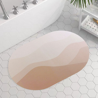 Коврик для ванной 40*60см противоскользящий, овальный, бежевый