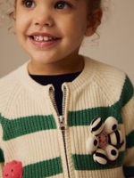 Кардиган вязаный на молнии для девочки Next E25-152, Молочный, Зеленый