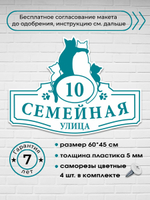 Адресная табличка на дом c кошками, 60х45 см.