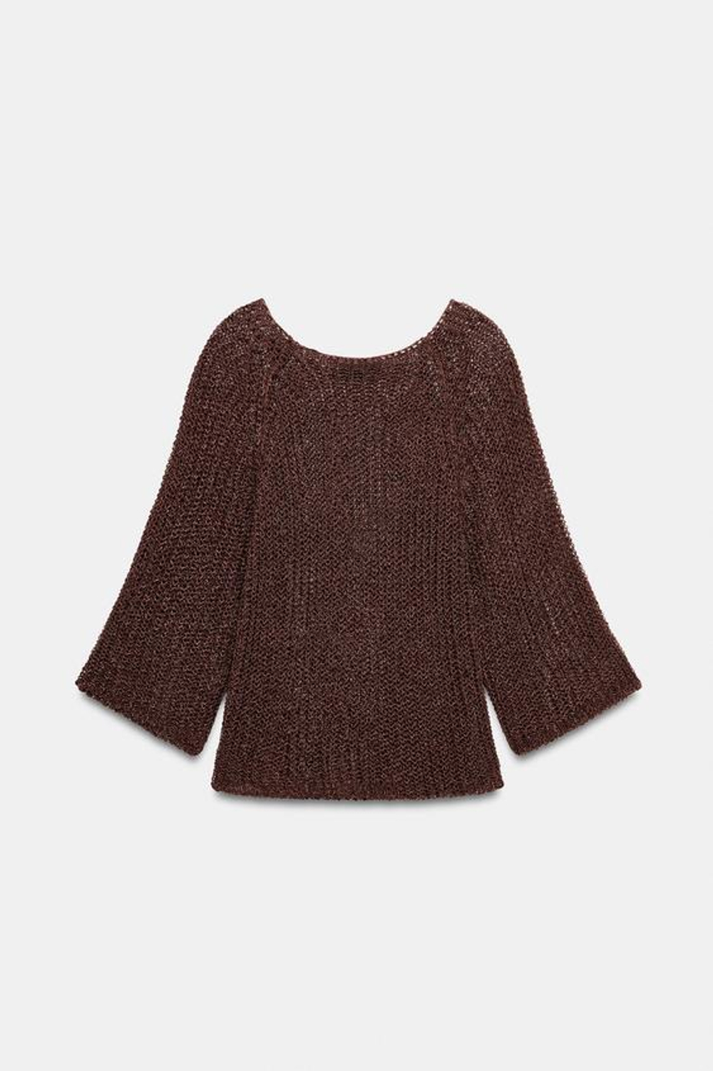 ZARA АЖУРНЫЙ СВИТЕР, КОРИЧНЕВЫЙ
