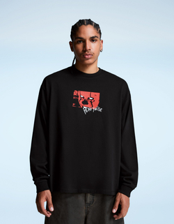 BERSHKA Лонгслив с принтом It, черный