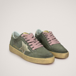 Golden Goose Ball Star / Замша хаки / золотая звезда