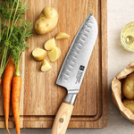 Кухонный нож Xinzuo B37S Santoku нож 7 дюймов клинок 3 Layers Composite рукоять дерево pakka, длина лезвия 18,2 см