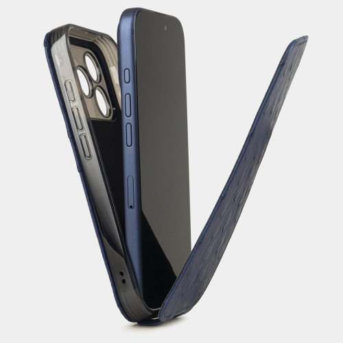 Чехол для iPhone 17 Pro - кожа страуса, синий