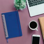 Ежедневник датированный 2023 А5 138x213 мм BRAUBERG "Original", под кожу, темно-синий/серый, 114122