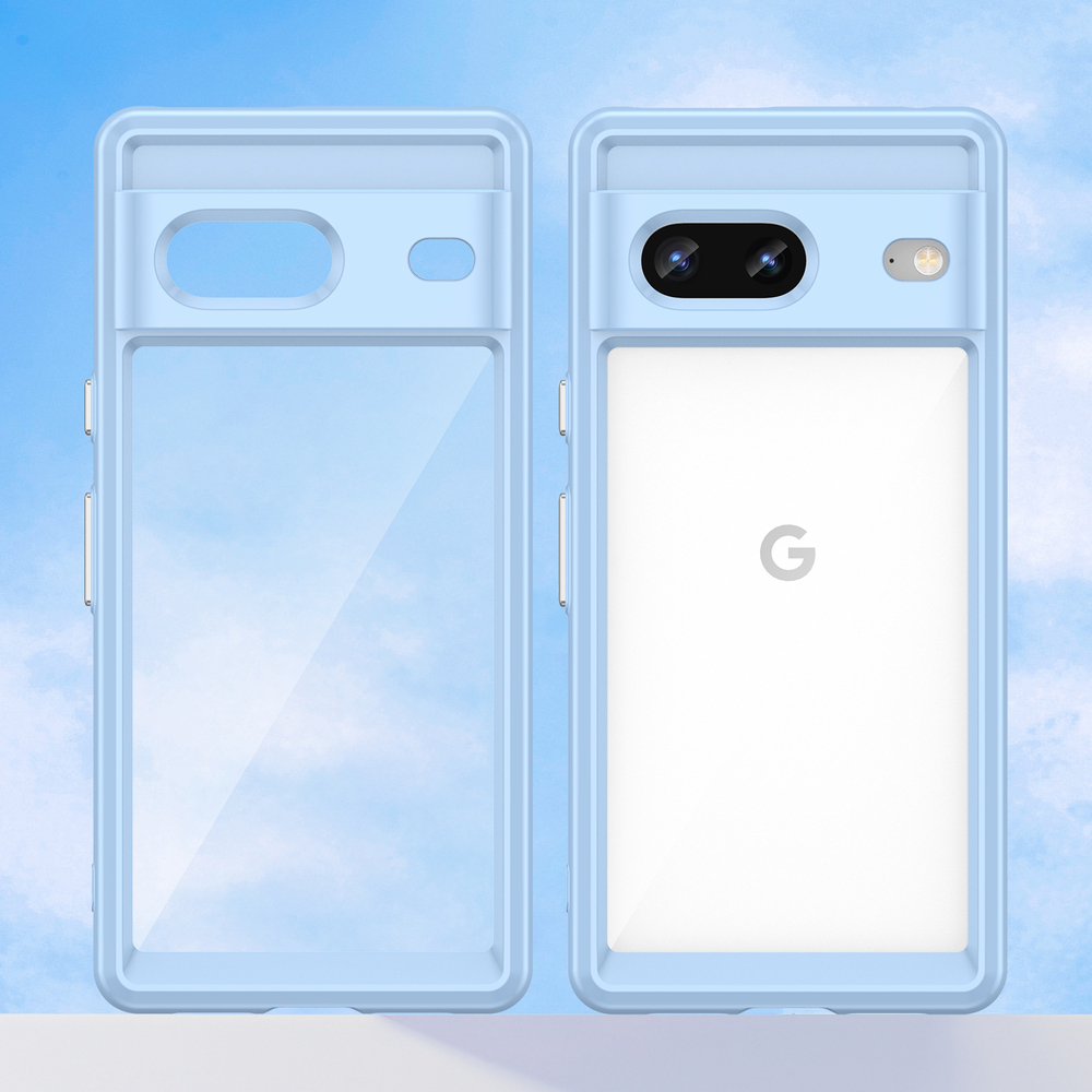 Усиленный чехол с синими рамками для смартфона Google Pixel 7, мягкий отклик кнопок