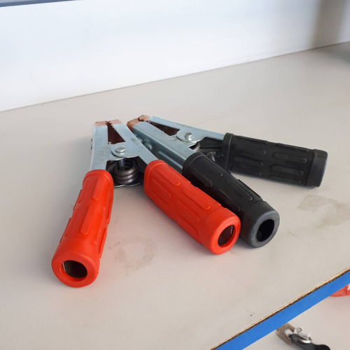 Зажим АКБ, 15 см, 100 А, медный наконечник, изолированные ручки, большой (2 шт. / комплект)