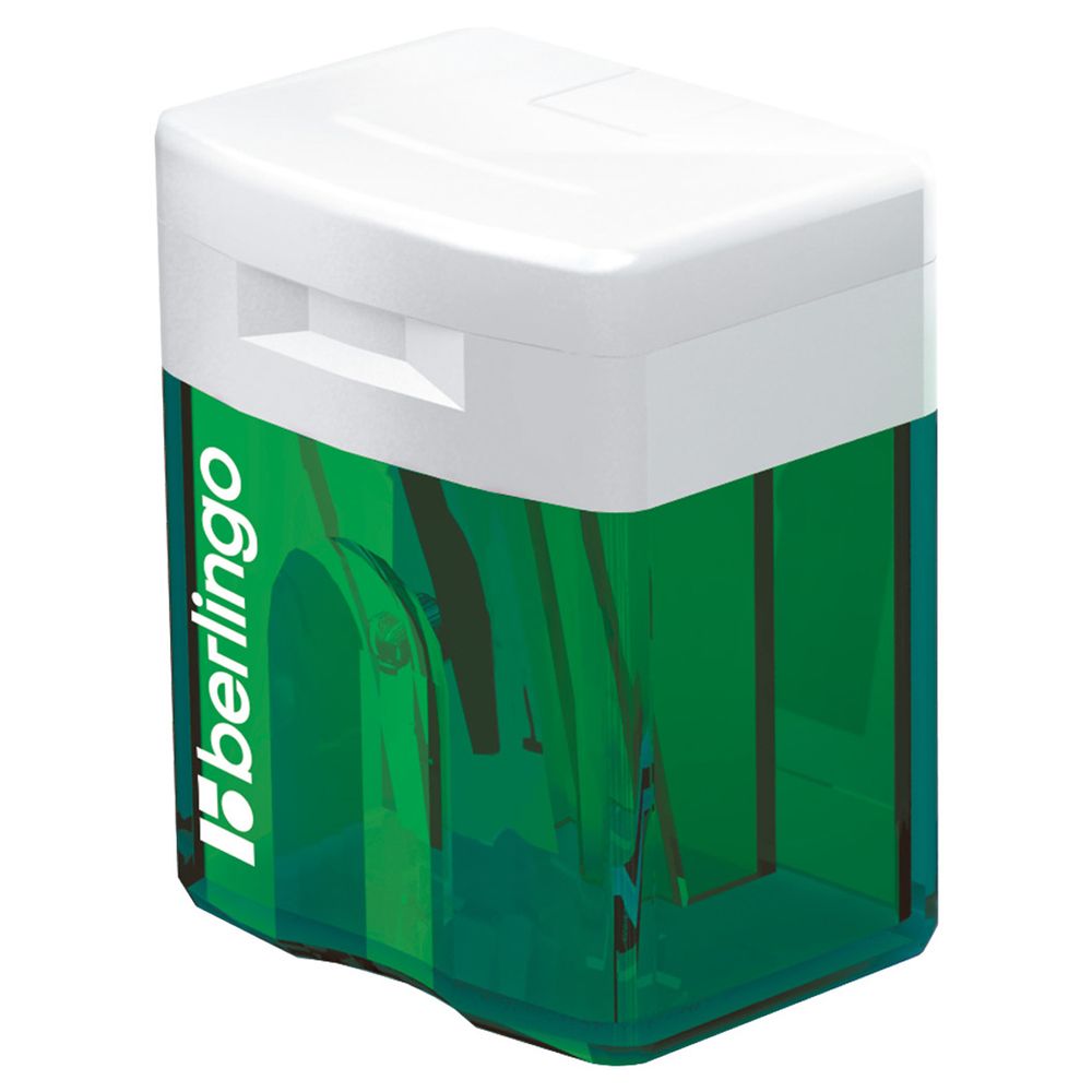 Набор точилка пластиковая Berlingo 1 отв., с контейнером, с крышкой, красная+зелая+синяя, 3шт