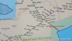 Железные дороги Казахстана , размер 1,5 х 2,45 м, 2024 год