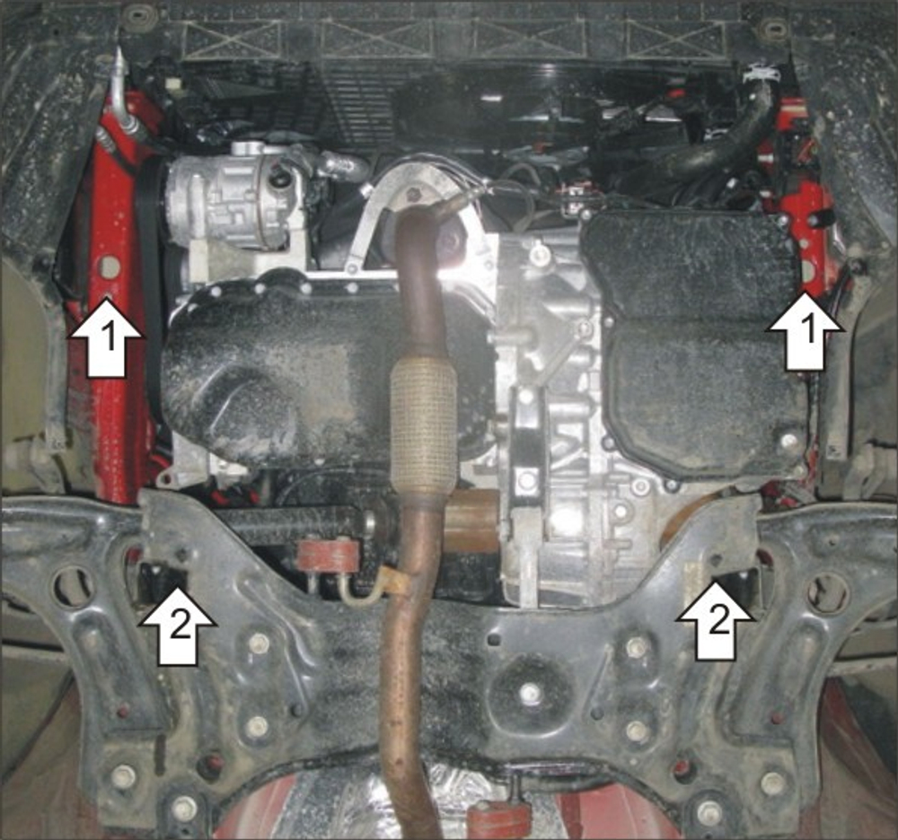 Защита картера Двигателя, КПП. 5 мм, Алюминий. для Skoda Fabia 2007-2010, Volkswagen Polo 2009-2015, Skoda Fabia 2010-2016, Skoda Rapid 2012-2020, Volkswagen Polo Седан 2015-2020, Skoda Roomster 2006-2016, Volkswagen Polo Седан 2010-2015, S MOTODOR.32301