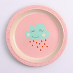 4770805 Набор бамбуковой посуды «Облачко», 5 предметов: тарелка, миска, стакан, вилка, ложка