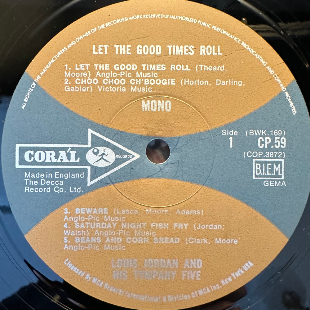Louis Jordan And His Tympany Five ‎– Let The Good Times Roll (Англия 1970г.)