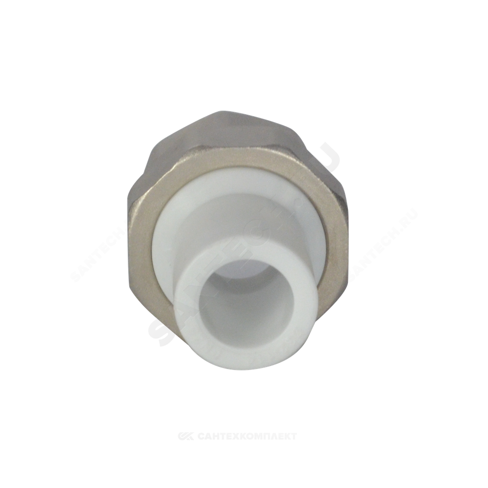 Муфта трубная PP-R комбинированная разъемная белая Дн 32х1/2" Ру25 наруж пайка/ВР VALFEX 10157215