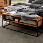 Тумба под телевизор 120 см G+K напольная с полками из массива дикого дуба в стиле лофт