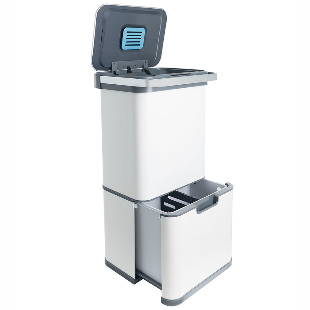Ведро для раздельного сбора мусора, сенсор, 4 емкости, Foodatlas, JAH-8889, 50л (12+12+13+13) белый