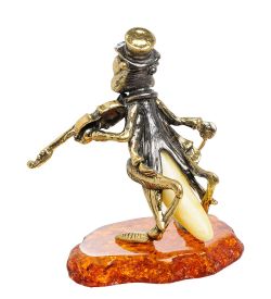 Народные промыслы AM-1566 Фигурка 'Кузнечик со скрипкой» (латунь, янтарь)