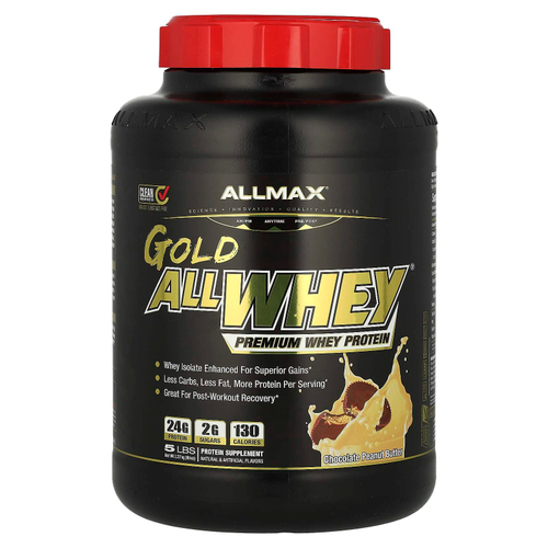 ALLMAX, GOLD ALLWHEY®, сывороточный протеин премиального качества, шоколад и арахисовое масло, 2,27 кг (5 фунтов)