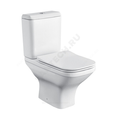 Унитаз-компакт горизонтальный выпуск нижний подвод с арматурой 2/реж слив кнопка с сиденьем дюропласт микролифт белый Лайн Rimless Santek 1.WH50.1.573
