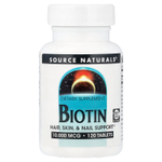 Source Naturals, Биотин, 10000 мкг, 120 таблеток