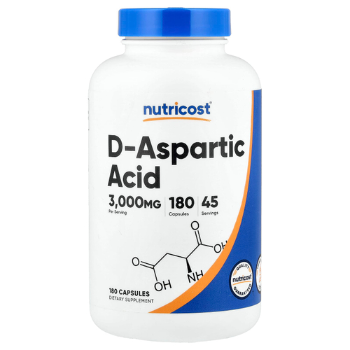 Nutricost, d-аспарагиновая кислота, 180 капсул (750 мг в одной капсуле)
