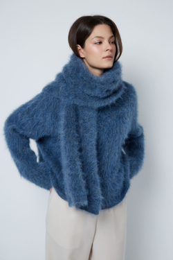 Шарф из альпака синий меланж