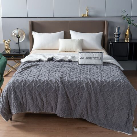 Плед СИТРЕЙД Fluffy, 150х200 см, бамбуковая микрофибра, белый, серый