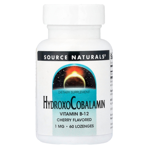 Source Naturals, гидроксикобаламин, вишня, 1 мг, 60 пастилок