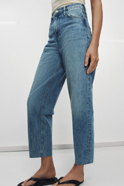 ZARA ДЖИНСЫ BARREL С ВЫСОКОЙ ПОСАДКОЙ — ZW COLLECTION, ВЫЦВЕТШИЙ СИНИЙ