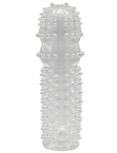 Рифленая насадка с дополнительной клиторальной стимуляцией (прозрачный) (Цвет: прозрачный)