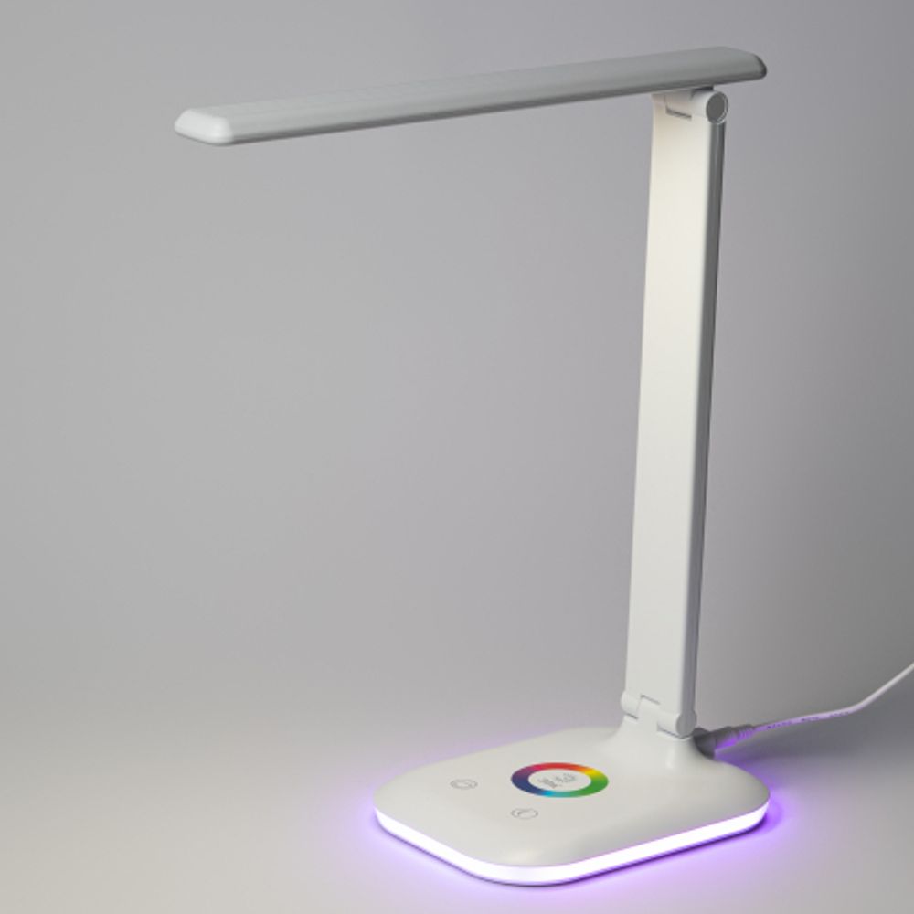 Настольный светильник ЭРА NLED-502-11W-W светодиодный с RGB ночником белый | Светодиодные настольные лампы