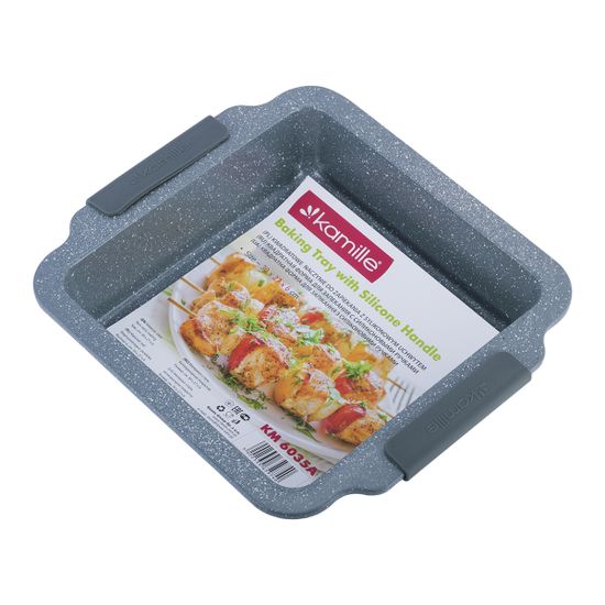 Форма для запекания квадратная Kamille KM-6035A (30,5х27х6 см) из углеродистой стали с мраморным покрытием