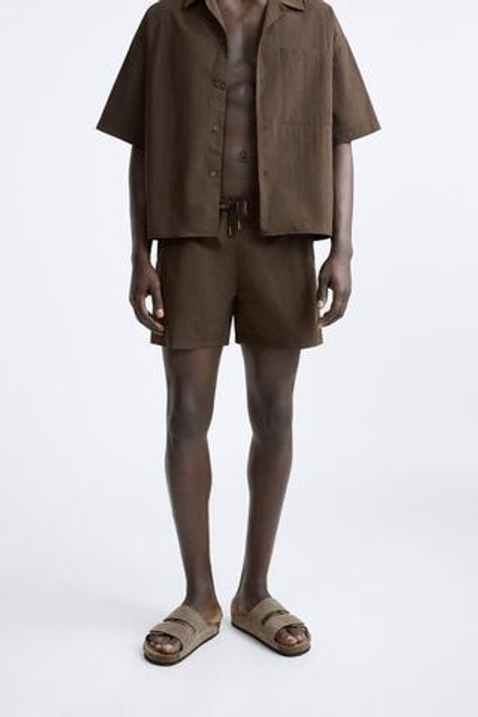 ZARA ПЛАВКИ КОРОТКИЕ, КОРИЧНЕВЫЙ