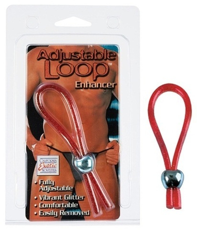Эрекционное кольцо *Лассо*  красного цвета с блестками