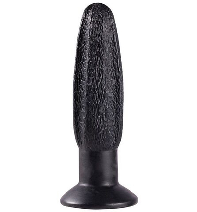 Чёрная анальная пробка с рельефной поверхностью MENZSTUFF GROOVY PROBE - 13 см. (Цвет: черный)