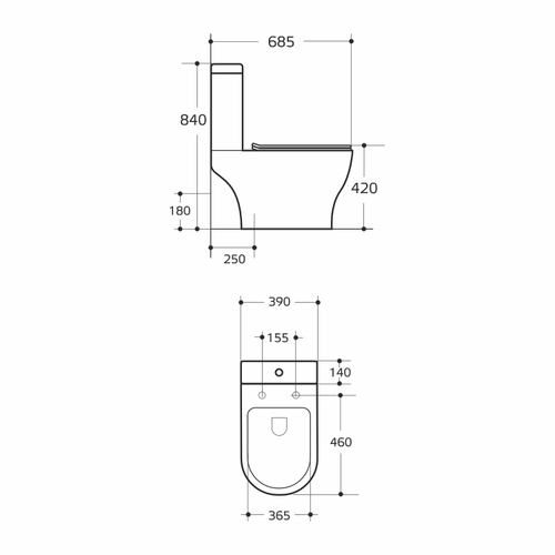 Унитаз-компакт безободковый WAVE RING Tornado(3.0) гор,ниж,2-кн.арм,дюро,м/л,быстр,БЕЛЫЙ глянец