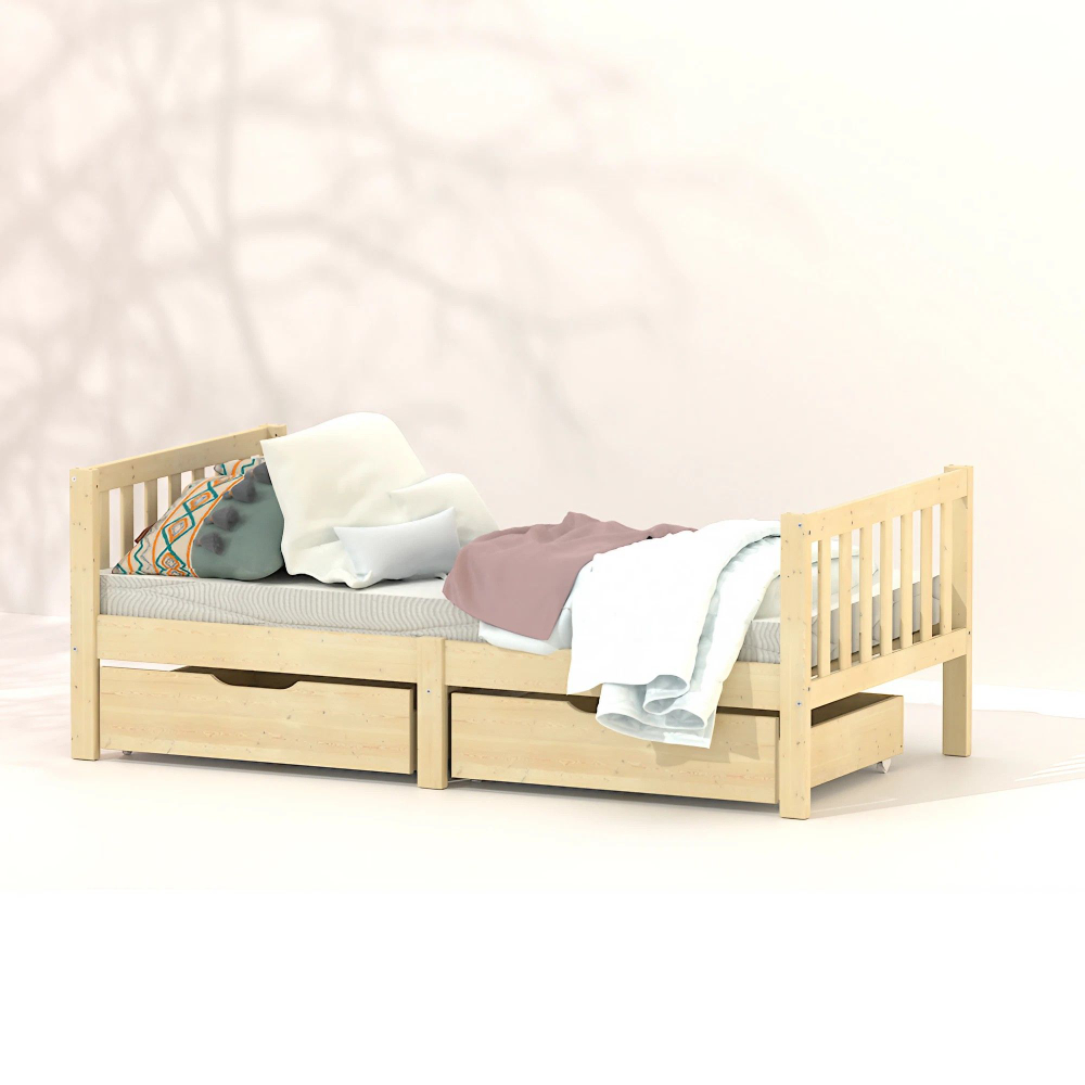 Кровать детская, 160х80, Фиона, односпальная, деревянная, с основанием, лак, Dipriz